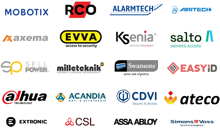 Larm och passersystem varumärken